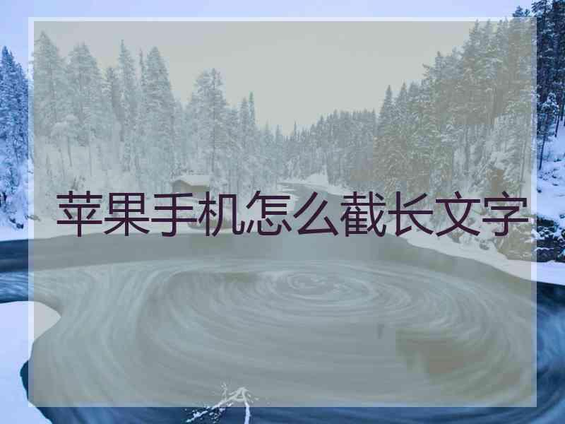 苹果手机怎么截长文字